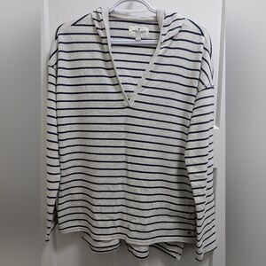 American Eagle Outfitters Striped Hoodie - Navy and White
